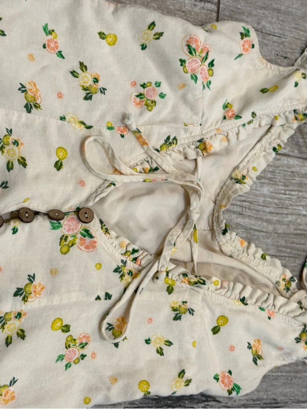 Free People Cream Floral Slip Dress with Green & Yellow Accents - Picture 4 of 5
